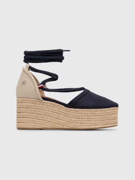 Еспадрили Tommy Hilfiger CLOSED TOE LINEN FLATFORM със скосена платформа тъмносиньо