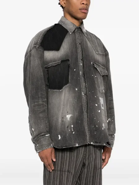 Košile Maison Mihara Yasuhiro se záplatami černá