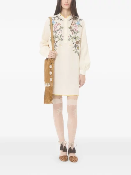 Lininė gėlėta kostiumas mini suknelė Valentino Garavani