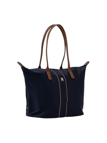 Pasek Tommy Hilfiger w paski skórzany niebieski