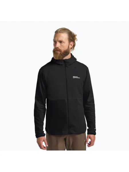 Мъжки суитшърт за трекинг Jack Wolfskin Prelight Trail Hoody black черно