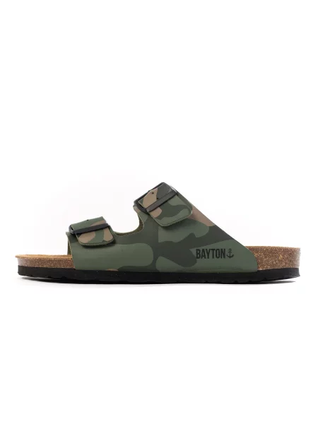 Bayton Saboți Atlas brocart / verde pin / verde închis negru