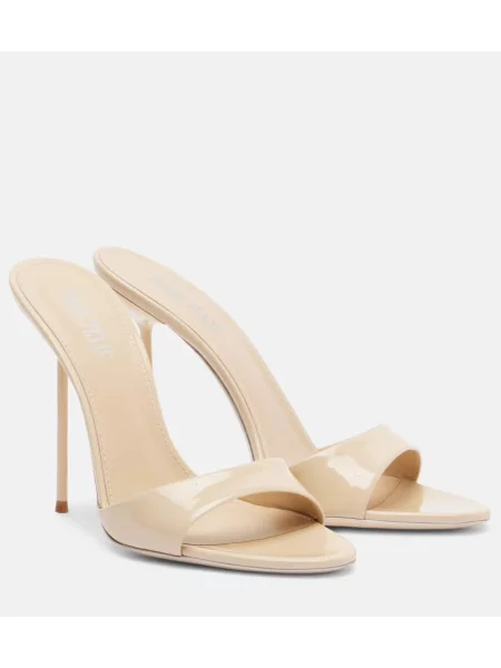 Papuci tip mules Paris Texas din piele de lac bej