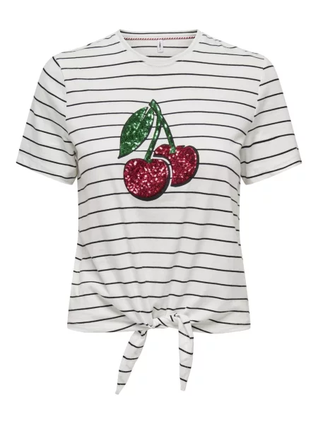 ONLY Tricou KITA verde închis / roșu cireș / negru alb