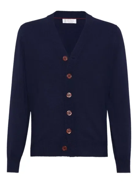 Cardigan Brunello Cucinelli din cașmir albastru