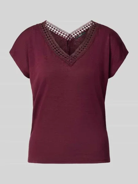 T-shirt o kroju regular fit z mieszanki z ażurowym haftem Zero