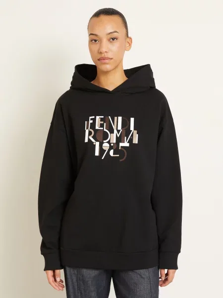 Fendi Bluza Z Kapturem Oversize schwarz czarna