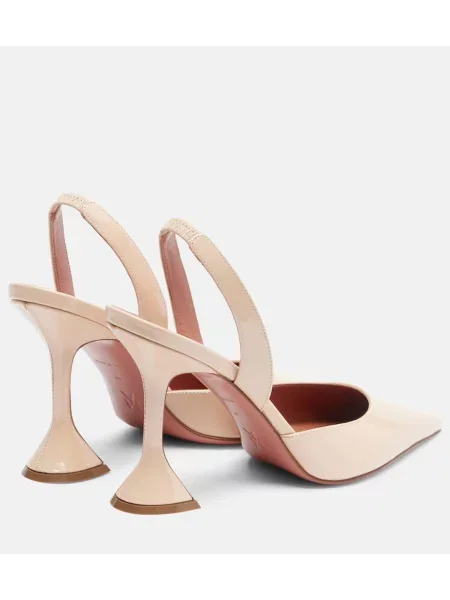 Pantofi cu toc Amina Muaddi din piele de lac slingback roz