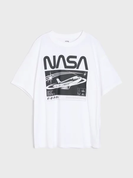 Sinsay oversize tričko s potiskem NASA bílá