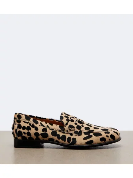 Pantofi loafer Tod's cu imagine cu model leopard bej