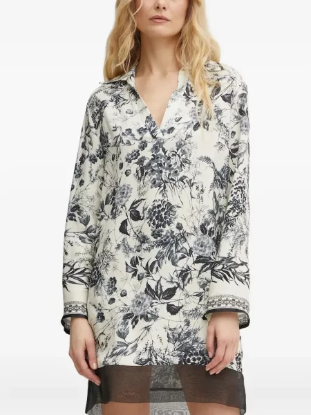 Sukienka mini Simona Corsellini w kwiatki z nadrukiem garniturowa biała