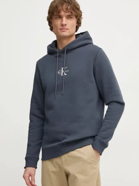 Kapucnis kapucnis melegítő felső Calvin Klein kék