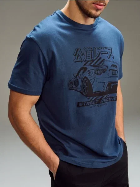 Sinsay koszulka z krótkim rękawem niebieski