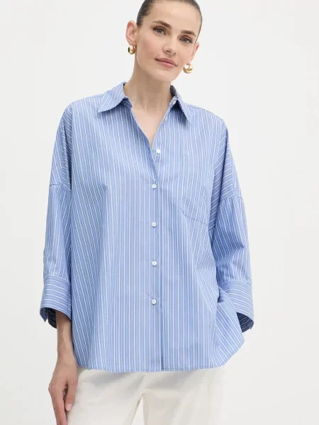 Weekend Max Mara cămașă din ZAVORRA cu guler clasic relaxed albastru