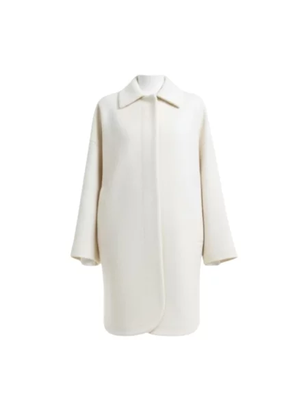 Płaszcz Hevò wełniany teddy biały