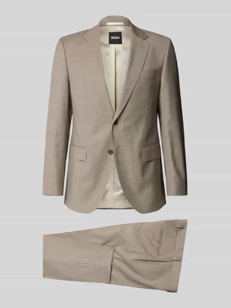 Garnitur o kroju slim fit z mieszanki żywej wełny model HUGE' Boss beżowy