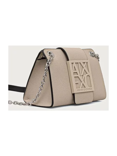 Torebka Armani Exchange skórzana beżowa