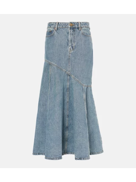 Spódnica jeansowa Zimmermann asymetryczna do kolan niebieska