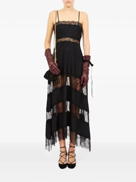 Rochie Ulla Johnson asimetrică din dantelă negru
