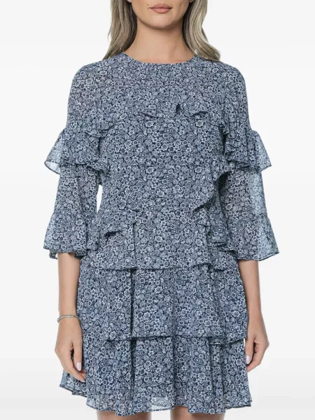 Rochie mini Michael Kors cu model floral cu imagine albastru