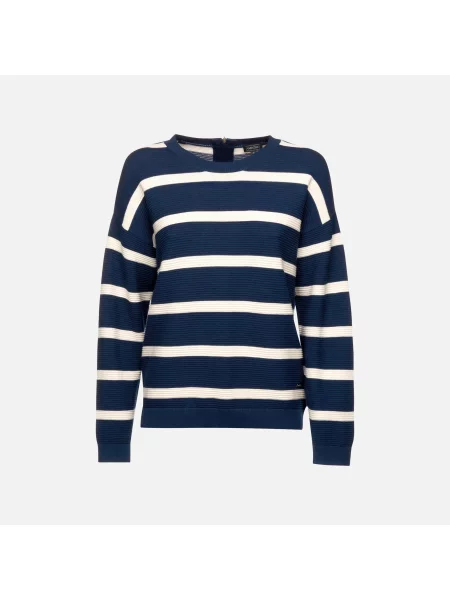 Pleten pulover Geox s črtami modra