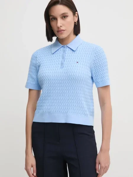 Lekki sweter Tommy Hilfiger elegancki niebieski