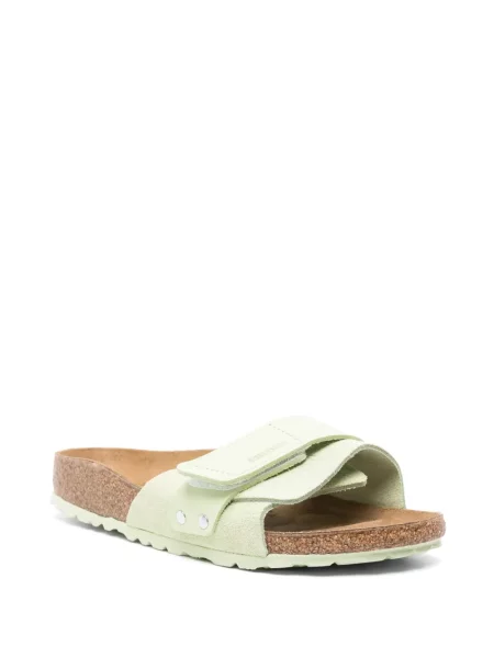 Sandale Birkenstock din piele de căprioară fără toc verde