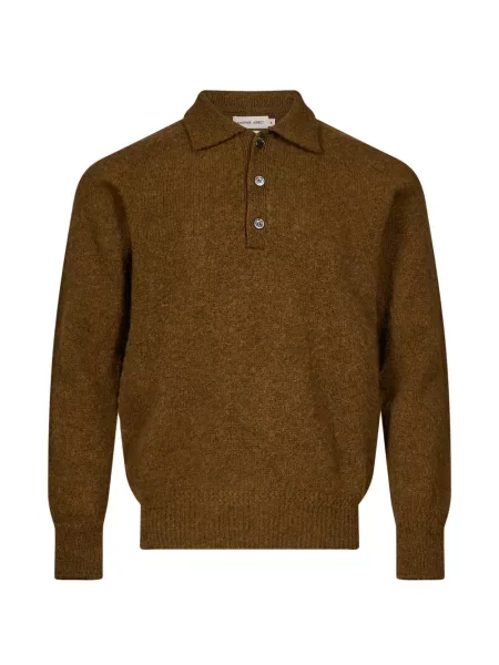Lung tricou polo Another Aspect maro