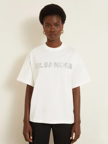 Jil Sander Oversized Tričko / stříbrná bílá