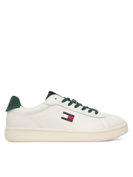 Teniși Tommy Hilfiger cu toc jos alb