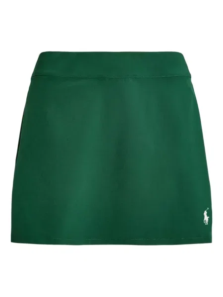 Tricou Polo Ralph Lauren din piele cu broderie în carouri maro