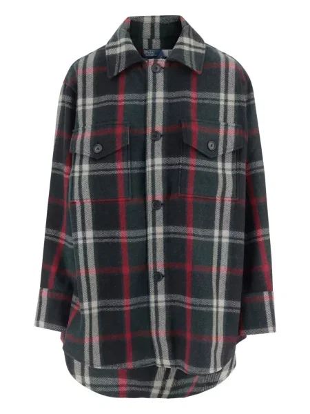 Кариран вълнен суичър с качулка Polo Ralph Lauren бродиран зелено