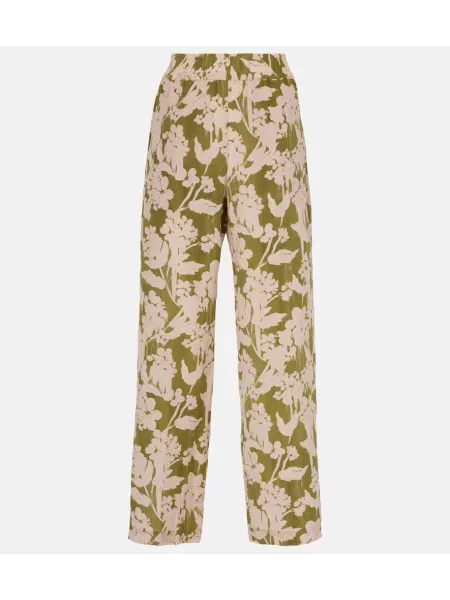 Pantaloni Victoria Beckham de mătase verde
