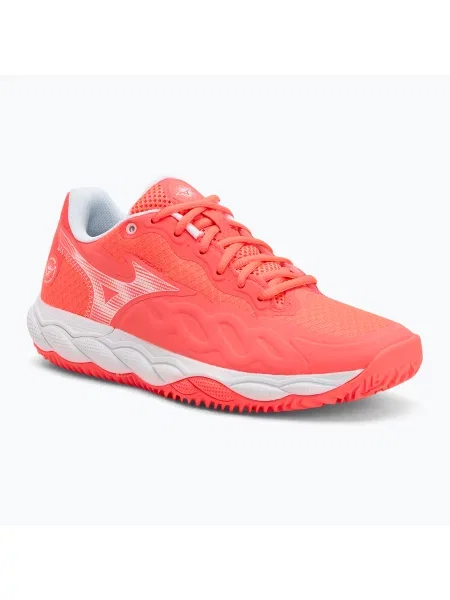 Încălțăminte de tenis pentru femei Mizuno Wave Enforce Court CC W calypso coral/white/barely pink alb