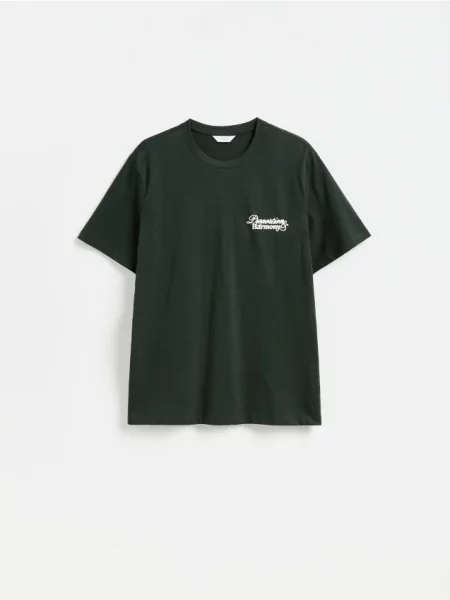 Reserved Tricou regular fit cu imprimeu pe spate turcoaz-închis