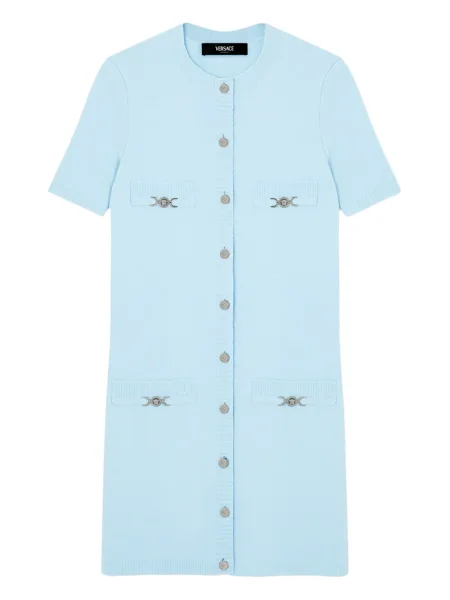 Вълнена костюм мини рокля Versace синьо