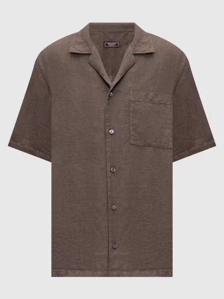Сорочка з короткими рукавами з льону Peserico коричнева