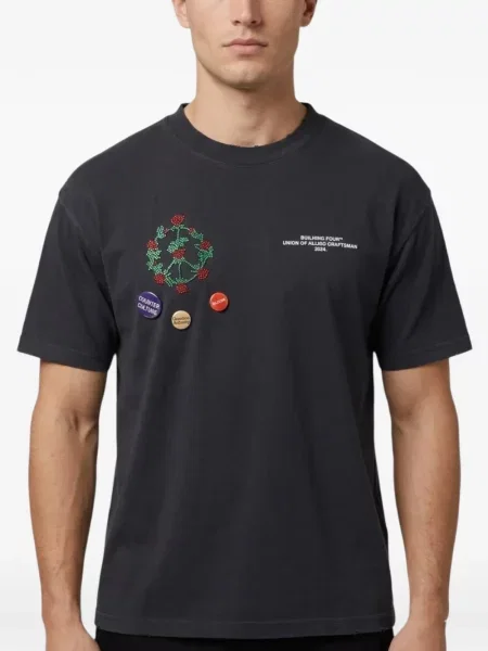 Tricou Bldg4 cu broderie cu model floral gri