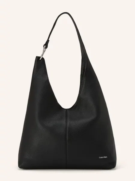 Taška Calvin Klein Jeans Slouchy Leather Shoulder černé