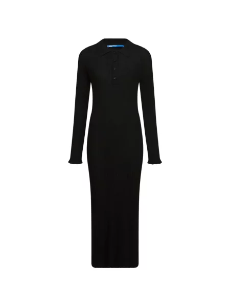Gulerat rochie din denim Karl Lagerfeld Jeans tricotate negru