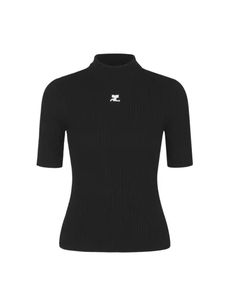 Dzianinowy sweter Courreges czarny