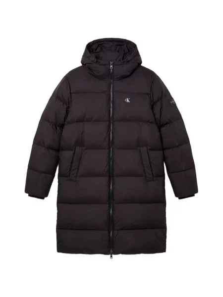 Lung geacă Calvin Klein cu glugă negru