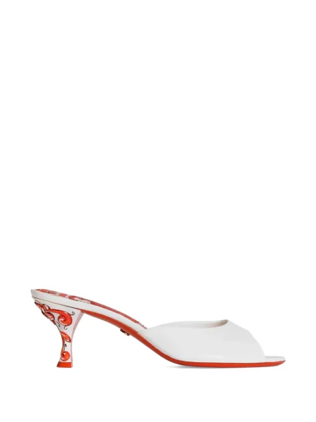 Papuci tip mules Dolce & Gabbana din piele de lac alb