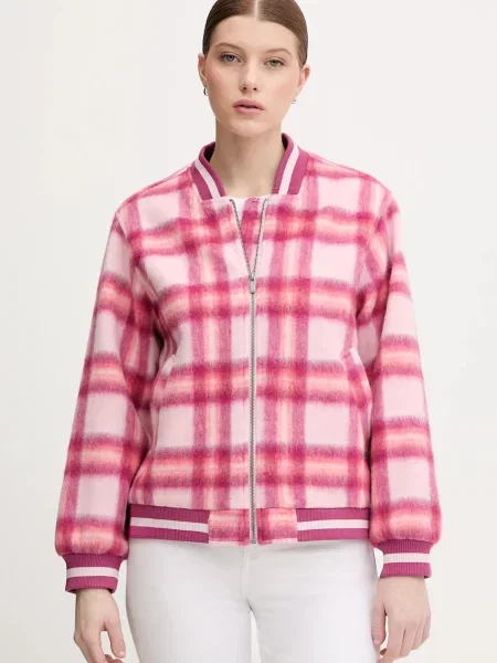 United Colors of Benetton kurtka bomber z dodatkiem wełny przejściowa różowy