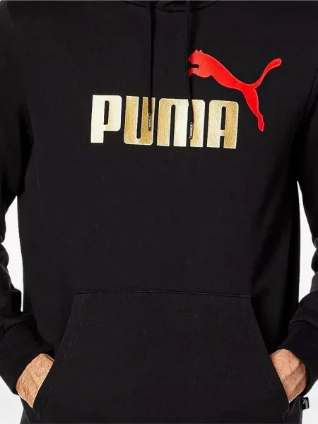 Fleece μπλούζα Puma με αυτόγραφο μαύρο