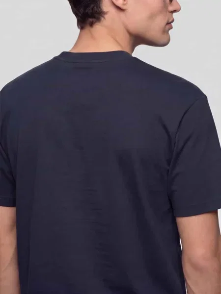 T-shirt o kroju loose fit z okrągłym dekoltem model OSCAR' Selected niebieska