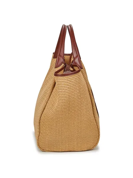 Geantă shopper Emporio Armani de paie bej