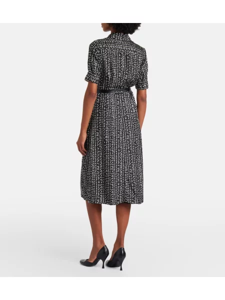 Rochie tip cămașă Altuzarra de mătase cu imagine negru
