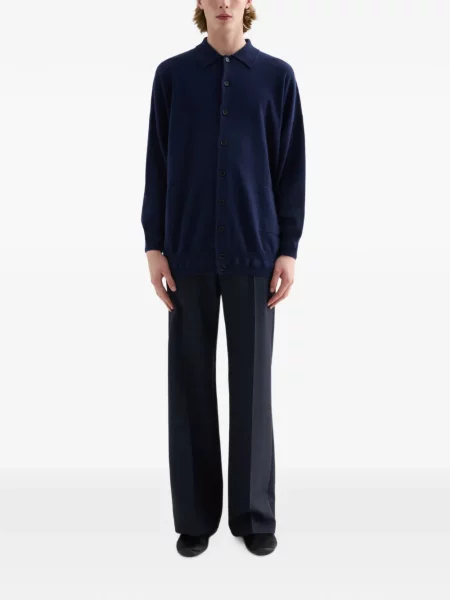 Tricou polo Jil Sander din cașmir albastru