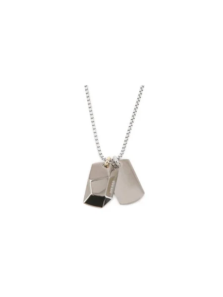 DIESEL Retiazka Dog Tag' strieborná